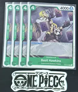 4x One Piece ST24-003 C Basil Hawkins - English - Regular - Playset - TCG - NM/M - Image 1