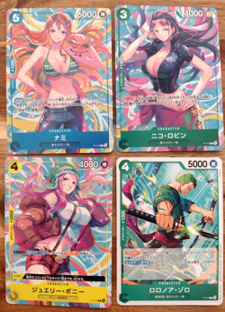 Heroins ONE PIECE Nico Robin Nami Jewelry Bonney P-111~114 Event Promo Card Set - Image 1