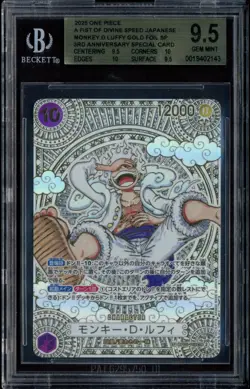 Monkey.d.luffy Gold Foil Sp 3rd Anniversary OP05 119 One Piece Bgs 9.5 PSA 10 - Image 1