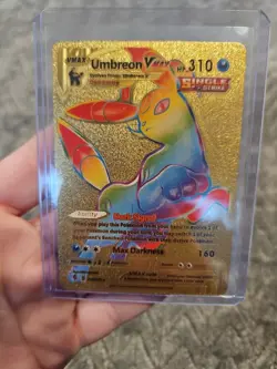 Umbreon Vmax Gold Foil Fan Art Vinyl Textured Collector Pokemon Card - Image 1