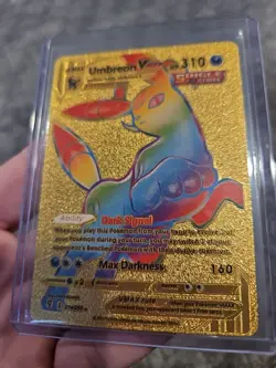 Umbreon Vmax Gold Foil Fan Art Vinyl Textured Collector Pokemon Card - Image 3