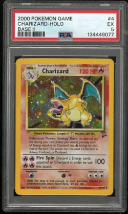 2000 Pokemon Base Set 2 Holofoil Charizard 4/130 PSA 5 - Image 1