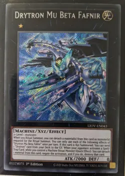 YuGiOh Drytron Mu Beta Fafnir Secret Rare 1st Edition LIOV-EN043 - Image 1