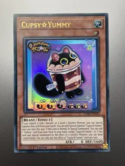 Yugioh - Cupsy Yummy Ultra Rare JUSH-EN016, Near Mint, 1st Edition, Euro Print - Image 1