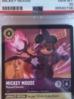 Mickey Mouse 2023 Disney Lorcana EN 1 #51 Mickey Mouse Wayward Sorcerer PSA 10 - Image 3