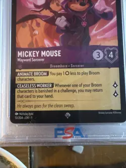 Mickey Mouse 2023 Disney Lorcana EN 1 #51 Mickey Mouse Wayward Sorcerer PSA 10 - Image 4