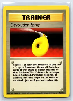Devolution Spray 72/102 Base Set Rare Trainer Pokemon Card Vintage LP-NM - Image 1