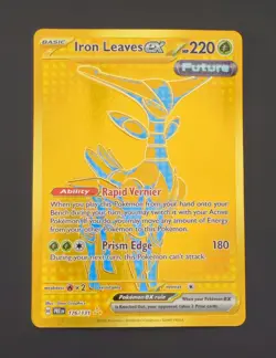 Pokemon TCG Iron Leaves EX Prismatic Evolutions Card 176/131 Gold Hyper Rare - Image 1