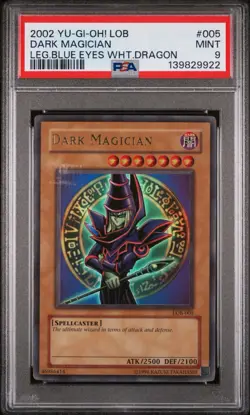 Yu-Gi-Oh! 2002 Lob-Legend of Blue Eyes White Dragon Dark Magician Card PSA 9 - Image 1