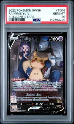 2022 POKEMON SWORD & SHIELD BRILLIANT STARS #TG16 FULL ART/MIMIKYU V PSA 10 - Image 1
