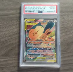 Pokemon Eevee & Snorlax GX SM169 SM Black Star Promo PSA 8 Holo TAG TEAM - Image 1