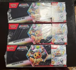 Pokemon Prismatic Evolutions Surprise Box & Booster Bundle Sealed LOT OF 3 - Image 1