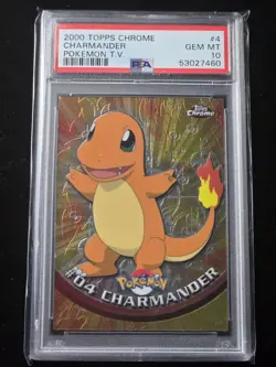 2000 TOPPS CHROME POKEMON T.V. #4 CHARMANDER PSA 10 - Image 1