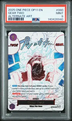 2025 ONE PIECE OP11-A FIST OF DIVINE SPEED ALTERNATE ART #080 GEAR TWO PSA 9 - Image 1