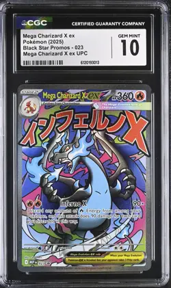Mega Charizard X ex 023 CGC Gem Mint 10 Black Star Promo UPC Pokemon Card - Image 1