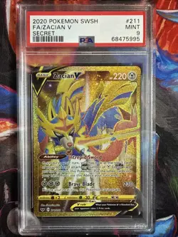 Pokemon TCG Sword and Shield Base Zacian v Card 211/202 PSA 9 - Image 1