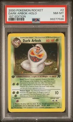 2000 POKEMON ROCKET 1ST ED #2 DARK ARBOK-HOLO PSA 8 - Image 1