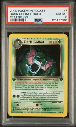 2000 POKEMON ROCKET 1ST ED #7 DARK GOLBAT-HOLO PSA 8 - Image 1