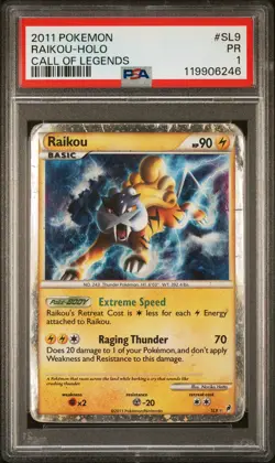 PSA 1 Raikou Holo 2011 Pokemon Call Of Legends SL9 Pop 4 - Image 1