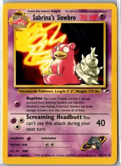 SABRINA'S SLOWBRO 60/132 UNCOMMON GYM HEROES POKEMON MP - Image 1