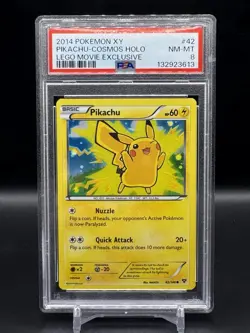 Pikachu 42/146 Cosmos Holo Lego Movie Exclusive 2014 Pokemon XY PSA 8 - Image 1