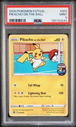 2020 POKEMON FUTSAL #001 PIKACHU ON THE BALL PSA 9 - Image 1