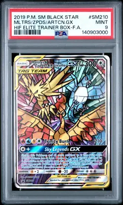 2019 POKEMON SM BLACK STAR PROMO FULL ART/MOLTRES & ZAPDOS & ARTICUNO GX PSA 9 - Image 1