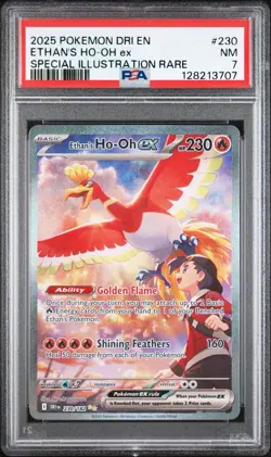 Pokemon Destined Rivals Ethan’s Ho-Oh EX SIR 230/182 PSA 7 - Image 1