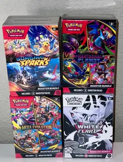 Pokemon Booster Bundle Lot White flare, Surging, Phantasmal Flames, Mega New - Image 1