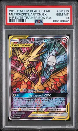 2019 POKEMON SM BLACK STAR PROMO FULL ART/MOLTRES & ZAPDOS & ARTICUNO GX PSA 10 - Image 1