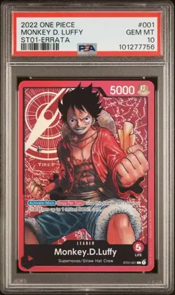 One Piece - Monkey D. Luffy - Errata - ST01-001 - PSA 10 - Image 1