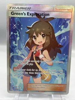 Green's Exploration (Full Art) 209/214 Sm-Unbroken Bonds Holo Pokemon Card, MP - Image 1