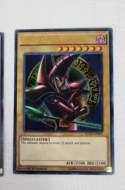 Konami Yugioh Holographic Dark Magician Card (YGLD-ENC09, ENB02) Set of 2 - Image 4