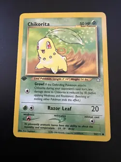 Chikorita 54/111 Neo Genesis 1st Edition 2000 Pokemon Card Common NM - Image 1