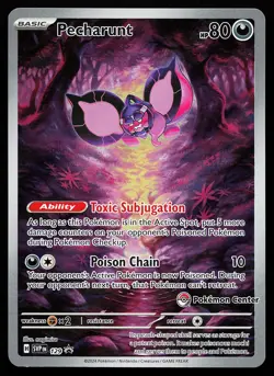 Pecharunt 129 Holo Illustration Rare Pokemon Center STAMPED Promo Pokemon Card - Image 1
