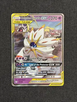 TCG Solgaleo & Lunala GX Holo Card 75/236 Sun & Moon Cosmic Eclipse NM/M Pokemon - Image 2