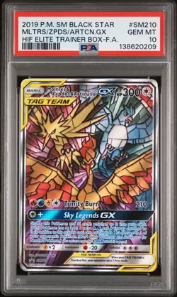 2019 POKEMON SM BLACK STAR PROMO FULL ART/MOLTRES & ZAPDOS & ARTICUNO GX PSA 10 - Image 1