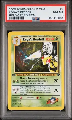2000 POKEMON GYM CHALLENGE HOLO-1ST ED #9 KOGA'S BEEDRILL PSA 8 - Image 1