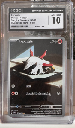Larvesta 196/191 CGC 10 – Illustration Rare – Surging Sparks 2024 Pokemon TCG - Image 1