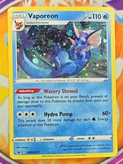 🔥2020 Pokemon VAPOREON Black Star Promo COSMOS HOLO #SWSH072 HD GALAXY SWIRL📈 - Image 1