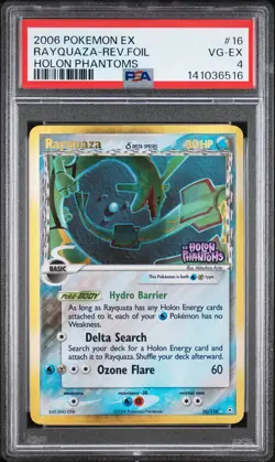 2006 POKEMON EX HOLON PHANTOMS #16 RAYQUAZA-REVERSE FOIL PSA 4 - Image 1