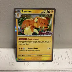 Pokemon Pawmot SVP006 Black Star Promo LP Scarlet and Violet Pre Release Stamp - Image 1