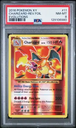 PSA 8 Pokemon 2016 XY Evolutions Charizard 11/108 Holo - Image 1