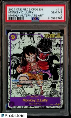 2024 One Piece OP09 En Manga Alternate Art #119 Monkey D. Luffy PSA 10 GEM MINT - Image 1