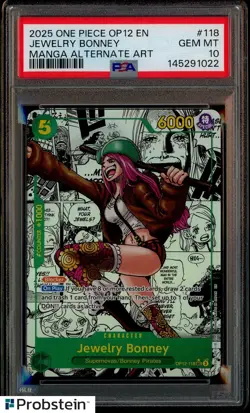 2025 One Piece OP-12 EN Manga Alternate Art #118 Jewelry Bonney PSA 10 GEM MINT - Image 1
