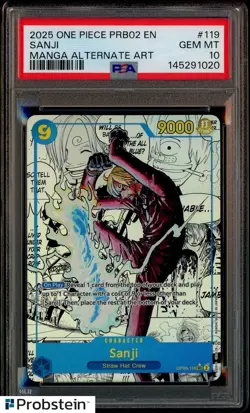 2025 One Piece PRB02 EN Manga Alternate Art #119 Sanji PSA 10 GEM MINT - Image 1