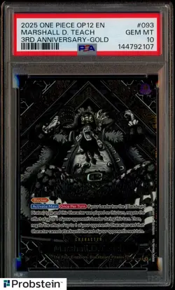 2025 One Piece OP12 English 3rd Anniversary Gold #093 Marshall D. Teach PSA 10 - Image 1