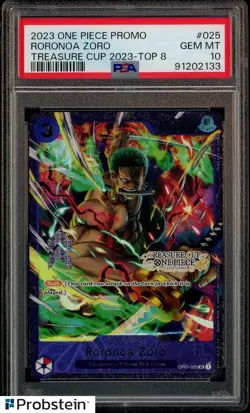 2023 One Piece Promo #025 Roronoa Zoro Treasure Cup 2023 Top 8 PSA 10 GEM MINT - Image 1