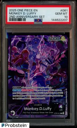 2025 One Piece EN 2nd Anniversary Set #061 Monkey D. Luffy PSA 10 GEM MINT - Image 1