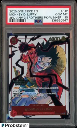 2025 One Piece Monkey.D.Luffy 3rd Anv. Event Winner Prize Promo ST01-012 PSA 10 - Image 1